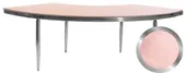 1 section silver GABLE serpentine table with PINK VELVET top #110