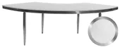 1 section silver GABLE serpentine table with WHITE VELVET top #101