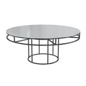Black round CORNELL table with mdf white top