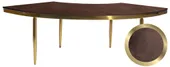 1 section gold GABLE serpentine table with CHOCOLATE VELVET top #114