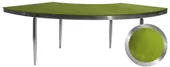 1 section silver GABLE serpentine table with GRASS GREEN VELVET top #115