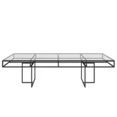 Black rectangular CORNELL KIDS table with clear glasstop