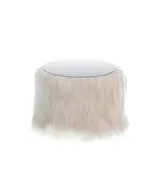 NORMAN FUR TABLE small with mirrored top, white fur #823