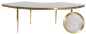 1 section gold GABLE serpentine table with PEARL GREY VELVET top #104