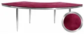 1 section silver GABLE serpentine table with BURGUNDIAN VELVET top #443