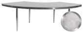 1 section silver GABLE serpentine table with PEARL GREY VELVET top #104