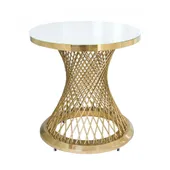 Gold cake table HEROLD with white glass tabletop
