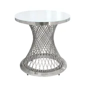 Silver cake table HEROLD with white glass tabletop