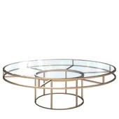Gold round CORNELL KIDS table with clear glasstop