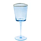 Blue EVANS glass with gold rim