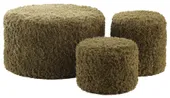 Round MOSS NORMAN pouf – set of 3, moss #810