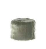 Round NORMAN FUR pouf – small, green fur #824