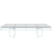 White rectangular CORNELL KIDS table with clear glasstop