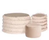 Round RUFFLES pouf – set of 3, #815 with beige small pouf