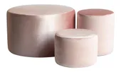 Set of 3 round NORMAN pouf, ice pink #303