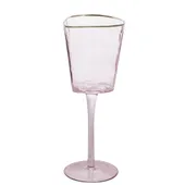 Pink EVANS glass with gold rim
