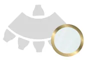 1 section gold GABLE serpentine table with white GLASS top