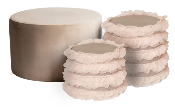 Round RUFFLES pouf – set of 3, #815