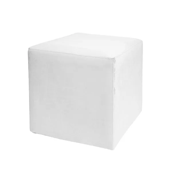 White velvet cube pouf ARNO — smooth texture, elegant design, perfect for modern event seating