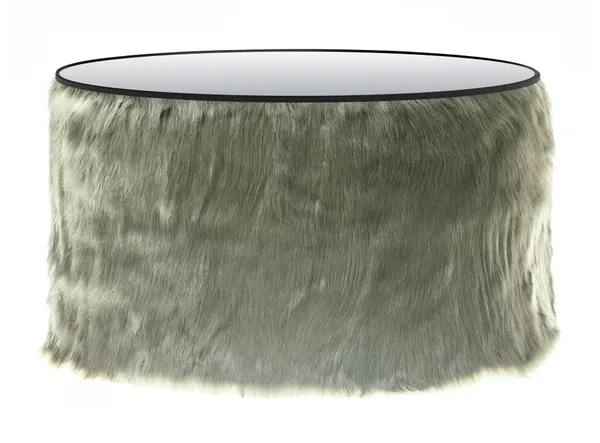 NORMAN FUR TABLE large with mirrored top, green fur #824