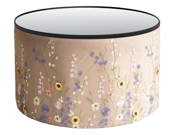 SCHOLL TABLE large with mirrored top, embroidery #817