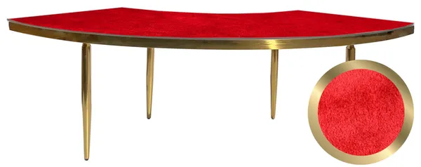1 section gold GABLE serpentine table with ICE RED VELVET top #318