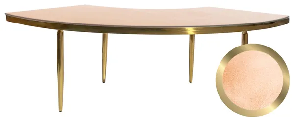 Gold serpentine table with a soft velvet tabletop and elegant slim legs.
