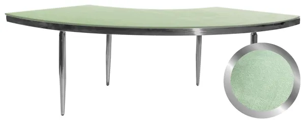 Silver serpentine table with a velvet tabletop in an elegant shade.
