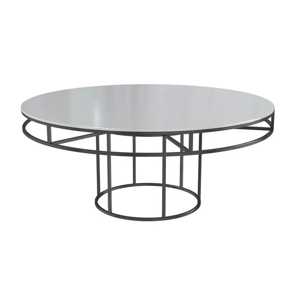 Black round CORNELL table with mdf white top
