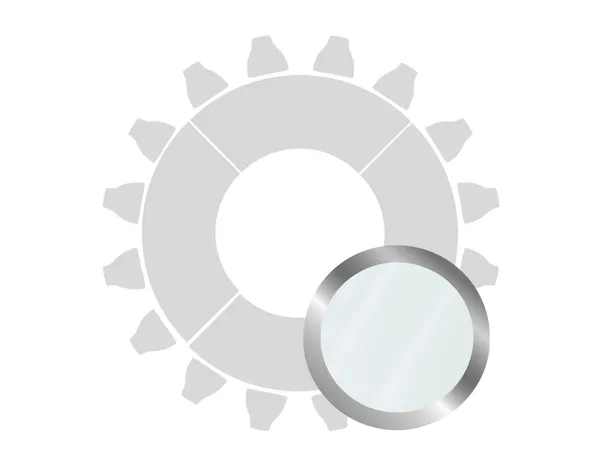 Silver-base event table with a smooth white tempered glass top.