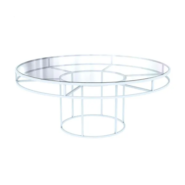 White round CORNELL table with clear glasstop