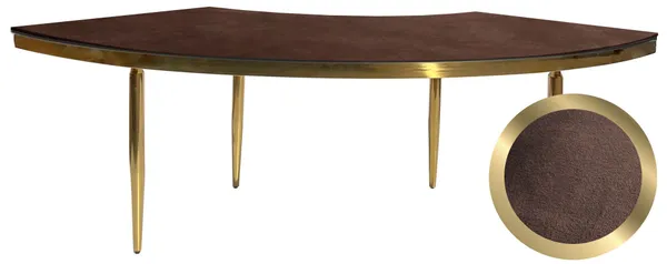 1 section gold GABLE serpentine table with CHOCOLATE VELVET top #114