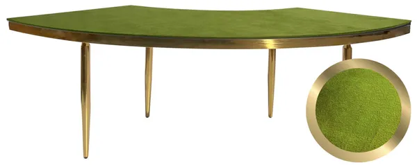 1 section gold GABLE serpentine table with GRASS GREEN VELVET top #115