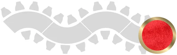 4-section WAVE-SHAPED table set in GOLD with ICE RED VELVET top #318