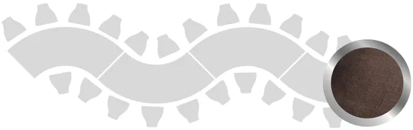 4-section WAVE-SHAPED table set in SILVER with CHOCOLATE VELVET top #114