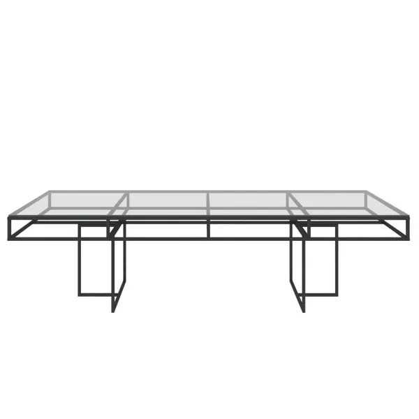 Black rectangular CORNELL KIDS table with clear glasstop
