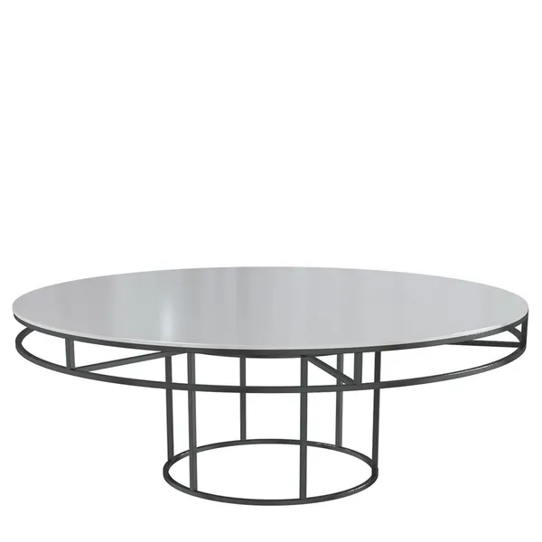 Black round CORNELL KIDS table with mdf white top