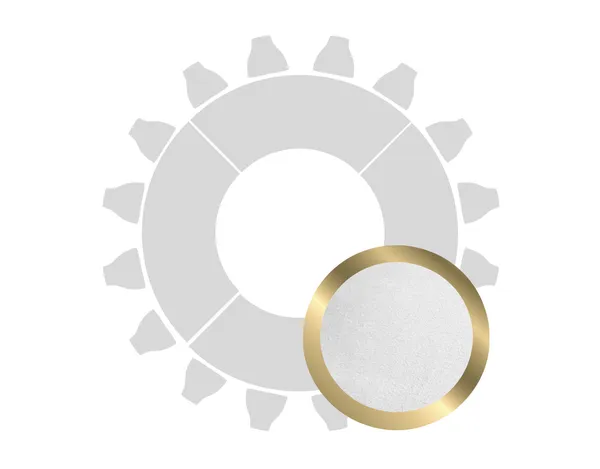 Donut table for 16 guests in GOLD with WHITE VELVET top #101