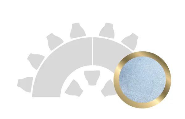 HALFMOON-SHAPED table set in GOLD with BLUE VELVET top #107