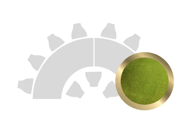 HALFMOON-SHAPED table set in GOLD with GRASS GREEN VELVET top #115