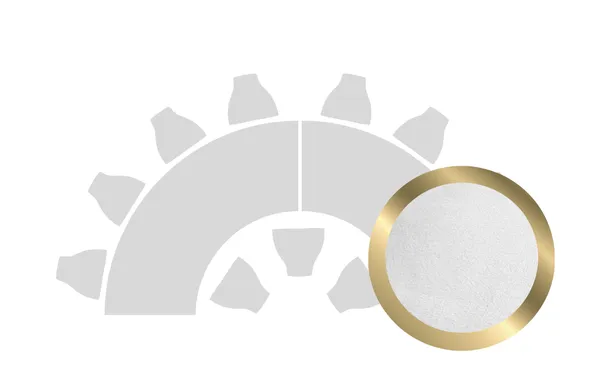 HALFMOON-SHAPED table set in GOLD with WHITE VELVET top #101