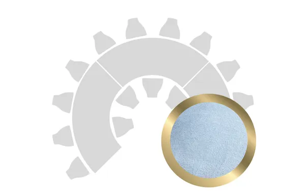 HORSESHOE-SHAPED table set in GOLD with BLUE VELVET top #107