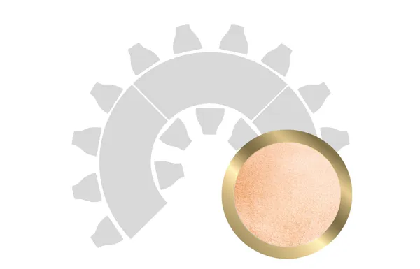 HORSESHOE-SHAPED table set in GOLD with PEACH VELVET top #109