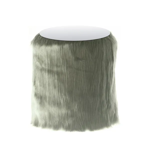 NORMAN FUR TABLE medium with mirrored top, green fur #824