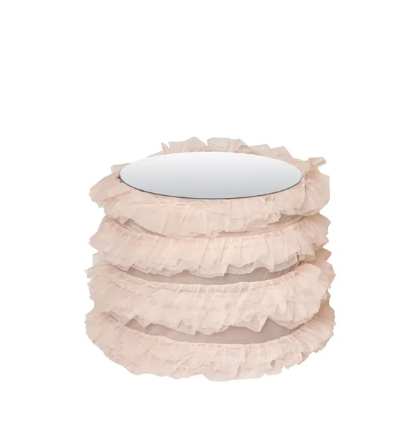 RUFFLES TABLE small with mirrored top #815