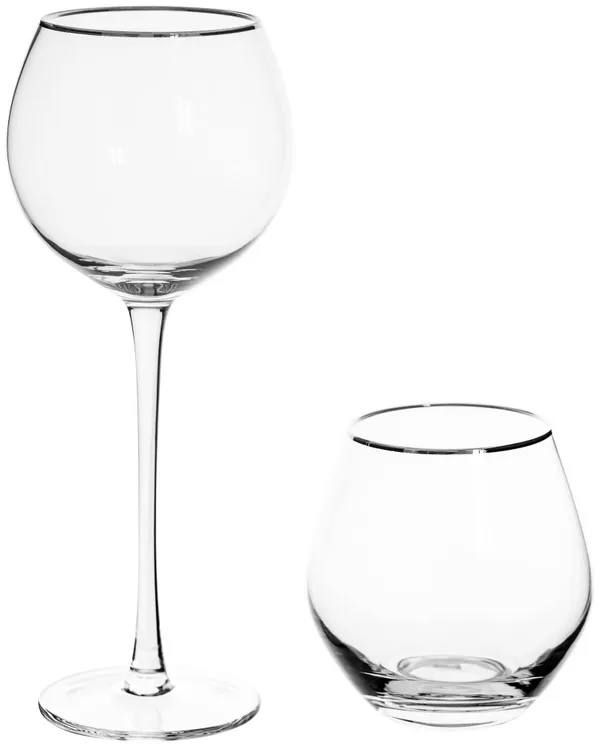 ALONSO glass with silver rim, set of 2