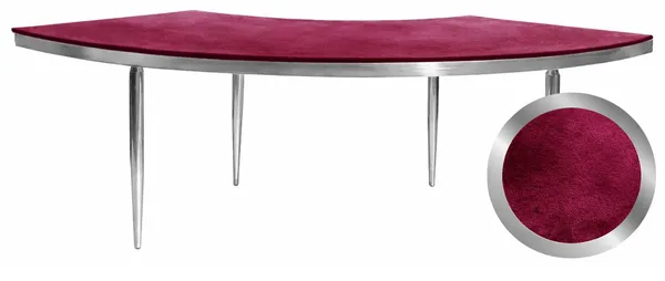 1 section silver GABLE serpentine table with BURGUNDIAN VELVET top #443