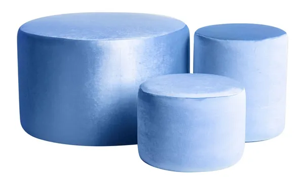 Set of 3 round NORMAN pouf, blue #308