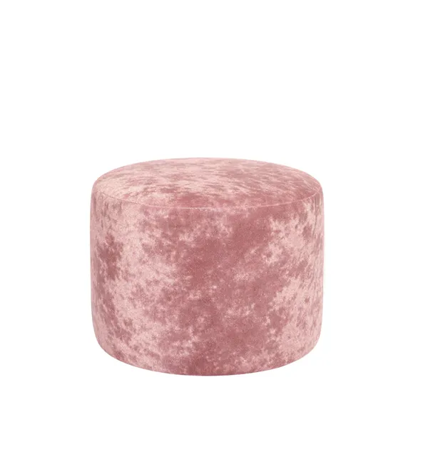 SHINY VELVET small round NORMAN pouf, dusty pink #825