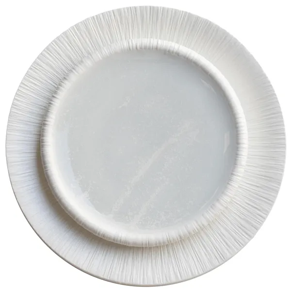 Set of 2 MOFFO frosted white plates — elegant fine dining ceramic for rent in Dubai.